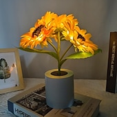 baratos Presente de Dia das Mães para Mulheres-Luz noturna de girassol artificial artesanal, excelente artesanato, luz noturna para quarto, sala de estar, hotel, varanda