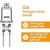 abordables Ampoules LED double broche-10 pièces ampoule halogène g4 10w 12v ampoule de hotte de cuisine blanc chaud 3000k pour chambre salle de bain armoire salon et salle à manger efficacité énergétique