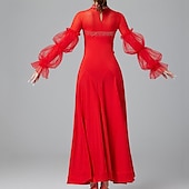 abordables Salle de Bal Standard-Danse latine Danse de Salon Robe Cristaux / Stras Femme Utilisation Usage quotidien manche longue Coton cristal