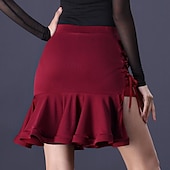 voordelige Latin danskleding-Latijnse dans Ballroomdansen Rokken Buikriem Geplooid Pure Kleur Dames Prestatie Opleiding Hoog Spandex