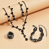 billige Smykkesett-Smykke Sett 5stk Strass Legering Ringer Øredobber Halskjeder Armbånd Dame Elegant Mote Luksus geometriske Geometrisk Form Smykkesett Til Bryllup jubileum Bryllupsgjest