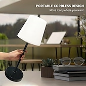 abordables Lámparas de mesa-Lámpara de mesa solar regulable, lámparas de mesa inalámbricas recargables, lámpara de mesa portátil de 3 modos de color para sala de estar, oficina, restaurante y patio