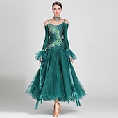 abordables Tenues de danse de salon-Danse de Salon Robe Strass Tulle Femme Utilisation manche longue Polyester