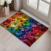 cheap Doormats-Wedding Rainbow Flowers Doormat Non-Slip Oil Proof Rug Indoor Outdoor Mat Bedroom Decor Bathroom Mat Entrance Rug Door Mat