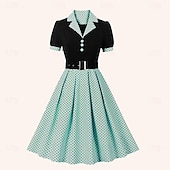 levne Šaty-Retro 50. léta Šaty A-Line šaty Houpací šaty Puntíky Přehnutý Dámské Rande loučení se svobodou nevěsty Dospělé Šaty Šaty pro návrat domů Léto Jaro