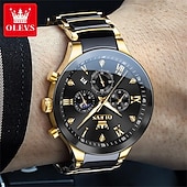 voordelige Quartz-horloges-OLEVS 7004 Heren Horloges Keramische Band Chronograaf Datum Luminous Waterdicht Luxe Quartz Horloge Man TOP Merk Heren Horloge