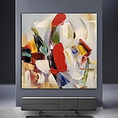 preiswerte Abstrakte Gemälde-Buntes Gemälde auf Leinwand, handgemalt, moderne abstrakte Kunst, Acrylgemälde, handgemalte Wandkunst, abstraktes Messergemälde, übergroße Wandkunst auf Leinwand, große Wandkunstgemälde