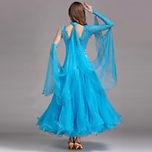 billige Ballroomkjoler-Ballroom-dans Kjole Rhinsten Dame Ytelse Langermet Polyester Nylon