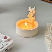 voordelige Moederdagcadeau voor vrouwen-cartoon kitten kaarshouder huis hars ornamenten