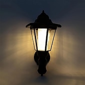 abordables Aplique de pared para exterior-1 lámpara solar de pared para exteriores, luz solar hexagonal, IP65 impermeable, luz solar para valla, lámpara de pared LED retro de encendido/apagado automático, decoración de luz resistente al