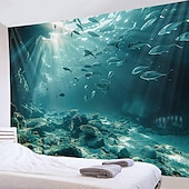 cheap Ocean Beach Tapestry-Undersea Landscape Hanging Tapestry Wall Art Large Tapestry Mural Decor Photograph Backdrop Blanket Curtain Home Bedroom Living Room Decoration