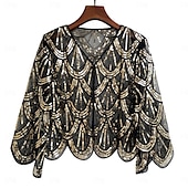 abordables Châles &amp; Écharpes-Rétro Vintage Années Folles Années 1920 Manteau Châles Gatsby le Magnifique Invité au mariage Paillettes Femmes Halloween Carnaval Mascarade Mariage robe demoiselle d honneur Événement / Fête Adulte
