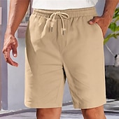 baratos Calções Estilo Casual-Homens Calção Shorts casuais Bolsos Com Cordão Cintura elástica Tecido Conforto Curto Ao ar livre Diário Casual Boho Preto Branco