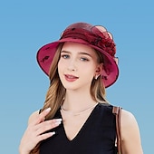 preiswerte Partyhut-Hüte Organza Tee-Party Kentucky Derby Elegant Mit Blumig Kopfschmuck Kopfbedeckung