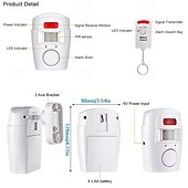 cheap Burglar Alarm Systems-Smart Home Security KitWireless Infrared Security Alarm 105DB Alarm BatteryPoweredw/ 2 Remotes