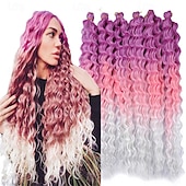 levne Clip in Extensions-latinskoamerické háčkované vlasy 14 palců 18 palců 22 palců 6ks / balení havajská kudrna hluboké vlnění háčkované vlasy ocean wave syntetické vlasy cop háčkování prodlužování vlasů