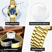 levne Quartz hodinky-olevs dámské hodinky luxusní zlatý velký ciferník originální náramkové hodinky pro dívku voděodolné svítící módní diamantový ciferník datum týden 7017