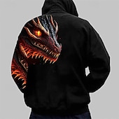 cheap Men&#039;s 3D Hoodies-Men&#039;s Graphic Dragon Hoodie Hoodies Sweatshirt Hoodie Long Sleeve Hooded Sweatshirt Hooded Fashion 3D Print Sports Outdoor Holiday Vacation Orange Green Print Front Pocket Spring &amp;  Fall Designer
