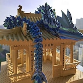 voordelige Beelden-3D-geprinte kristallen draak edelsteen draak 3D gelede draak speelgoed draaibaar en draak Chinees flexibel realistisch ornament