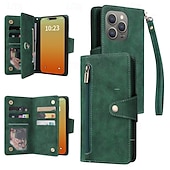 Χαμηλού Κόστους iPhone Θήκες-τηλέφωνο tok Για iPhone 16 iPhone 15 Pro Max iPhone 14 13 12 11 Pro Max Mini SE X XR XS Max 8 7 Plus Θήκη κάρτας πορτοφολιού Φερμουάρ με λουράκι καρπού Σταντ ποδηλάτου Ρετρό TPU PU δέρμα