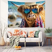 baratos tapeçarias de animais-praia iaque óculos de sol pendurado tapeçaria arte da parede grande tapeçaria mural decoração fotografia pano de fundo cobertor cortina casa quarto sala de estar decoração
