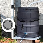お買い得  園芸-巾着水収集バケツ付き雨水タンク用メッシュカバー2個、屋外庭の軒先の落ち葉を防ぐためのタンクプロテクタースクリーン