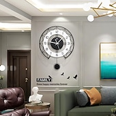 cheap Wall Accents-Black&amp;White Modern Wall Clock 3D Hollow Design Pendulum Silent Metal Pointer Display Round Hanging Clock Living Room Wall Decor 35 43 50 cm