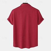 abordables Classique-Homme Chemise Lin Chemisette Chemise d&#039;été Tenues de plage Chemise boutonnée Plein Vacances Casual Rose Claire Blanche Vert Claire Rouge Manche Courte Col rabattu Eté Vêtement Tenue