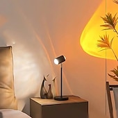 economico Lampada proiettore tramonto-lampada da notte a led con effetto increspatura dell&#039;acqua, atmosfera rgb con telecomando, proiezione arcobaleno al tramonto per soggiorno, camera da letto, comodino, doppia testa, lampada da tavolo moderna 1 pz