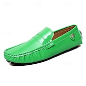 preiswerte Herrenpantoletten &amp; -slipper-Herren Loafer &amp; Slip On Mokkasin Penny Loafers Loafer fahren Wanderschuhe Geschäftlich Brautkleider schlicht Britischer Gentleman PU Rutschfest Halbschuhe Schwarz Weiß Gelb Herbst