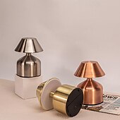 economico Lampade da tavolo-Lampada da tavolo a forma di fungo da 5,5&quot; in metallo ricaricabile con lampada da scrivania per atmosfera da camera da letto interna con regolazione a 3 colori
