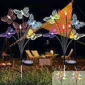 abordables Éclairage paysager-LED solaire papillon lumière pelouse lampe extérieure ip65 étanche 2 modes lumières de jardin cour jardin couloir paysage éclairage décor lumière 1/2 pièces