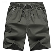 baratos Clássico-Homens Bermuda Cargo Calção Shorts de trabalho Com Cordão Cintura elástica Bolso multi Tecido Vestível Curto Ao ar livre Diário Para Noite Moda Clássico Preto Amarelo