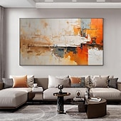 preiswerte Abstrakte Gemälde-Handbemaltes abstraktes orangefarbenes minimalistisches Ölgemälde auf Leinwand, original moderne strukturierte Wandkunst, individuelles, prägnantes Gemälde, großes Wohnzimmer, Heimdekoration, ohne