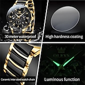 voordelige Quartz-horloges-OLEVS 7004 Heren Horloges Keramische Band Chronograaf Datum Luminous Waterdicht Luxe Quartz Horloge Man TOP Merk Heren Horloge