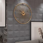 ieftine Accente Perete-ceas de perete ceas de artă ceas de perete nordic camera de zi ceas silențios ceas rotund de fier folosit pentru decor de perete alimentat cu baterie aur negru negru silențios ceas de perete de birou