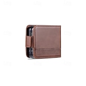 ieftine Carcasă Samsung-telefon Maska Pentru Samsung Galaxy Z Flip 7 Z Flip 6 Z Flip 5 Z Flip 4 Z Flip 3 Coperta Protectie pentru intreg corpul Loc pentru card Anti Șoc Retro PC PU piele