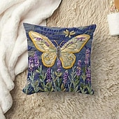 cheap Floral &amp; Plants Style-Embossed Floral Butterfly Velvet Pillow Cover 16/18/20 Inch for Sofa Decor Lumbar Pillow