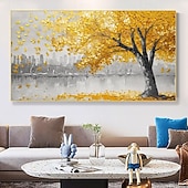 cheap Tree Oil Paintings-3D gold oil painting Hand Painted Canvas gold  Flower Art painting hand painted Abstract Landscape Texture gold tree Oil Painting Tree Planting wall Painting Bedside Painting Bedroom Art Spring decor