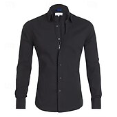 cheap Men&#039;s Non Iron Shirts-Men&#039;s Shirt Dress Shirt Button Up Shirt Plain Wedding Party Black White Pink Navy Blue Long Sleeve Lapel Spring &amp;  Fall Clothing Apparel