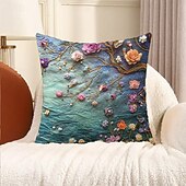 baratos estilo floral e plantas-1 pçs Veludo Cobertura de Almofada, Imprimir Simples Casual Quadrada Tradicional Clássico