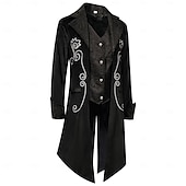 billige Topper-Retro / vintage Punk og gotisk Kostymer i middelalderstil Jakke tailcoat Prins Adelsmann Jacquard Herre Royal Steampunk Maskerade Fest Voksne Frakk