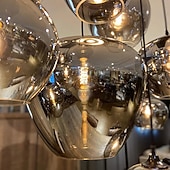 voordelige Eilandlichten-led kroonluchter eilandlicht 1/3/6/8/10/12 hoofden warm licht 25cm nordic restaurant creatieve persoonlijkheid lange lijn gerookte glazen lampen eetkamer woonkamer 110-240v