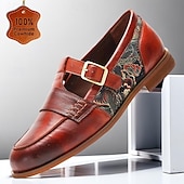 cheap Premium Leather Sandals-Men&#039;s Sandals Loafers &amp; Slip-Ons Leather Shoes Leather Italian Full-Grain Cowhide Breathable Comfortable Slip Resistant Elastic Band Slip-on Buckle Brown