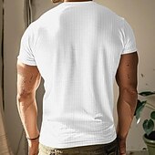 cheap Casual Henley Tee-Men&#039;s Button T Shirt T Shirt Henley Shirt Tee Short Sleeve V Neck Spring &amp; Summer Plain Pit Strip Fashion Designer Basic Vacation Street Going out Wine Black White Top Tee for Men