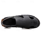 abordables Sandalias casuales-Hombre Sandalias Zapatos hechos a mano Microfibra Transpirable Cómodo Antideslizante Hebilla Amarillo-marrón Negro