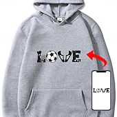 cheap Men&#039;s Custom Clothing-Men&#039;s Hoodie Custom Print Black White Hooded Letter Lace up Pocket Holiday Going out Streetwear Winter Spring &amp;  Fall Clothing Apparel Hoodies Sweatshirts Personalized custom made Long Sleeve