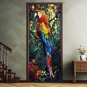 olcso Ajtófedelek-ólomüveg papagáj ajtóhuzatok falfestmény dekor ajtó kárpit ajtó függöny dekoráció háttér ajtó transzparens kivehető bejárati ajtóhoz beltéri kültéri otthon szoba dekoráció parasztház dekor kellékek