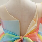 abordables Robes de fête-Tout-petit Fille Robe de Soirée Arc-en-ciel Manche Courte Mariage Soirée Mignon Princesse Polyester Été Printemps 3-7 Ans Multicouleur