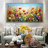 cheap Floral/Botanical Paintings-Mintura Handmade Abstract Texture Flower Oil Paintings On Canvas Wall Art Decoration Modern Picture For Home Decor Rolled Frameless Unstretched Painting